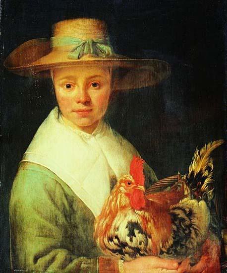 Jacob Gerritsz Cuyp A Girl with a Rooster oil painting picture